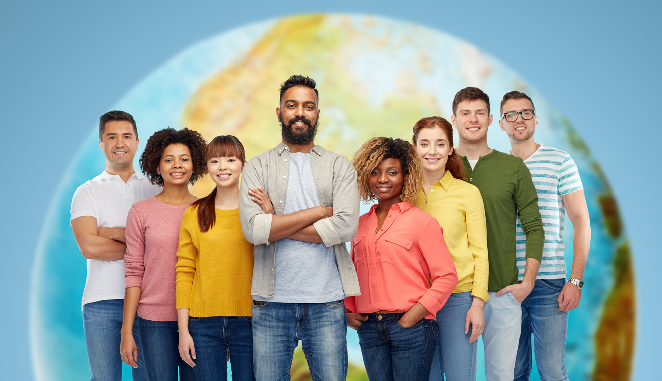 International Group of Happy Smiling People